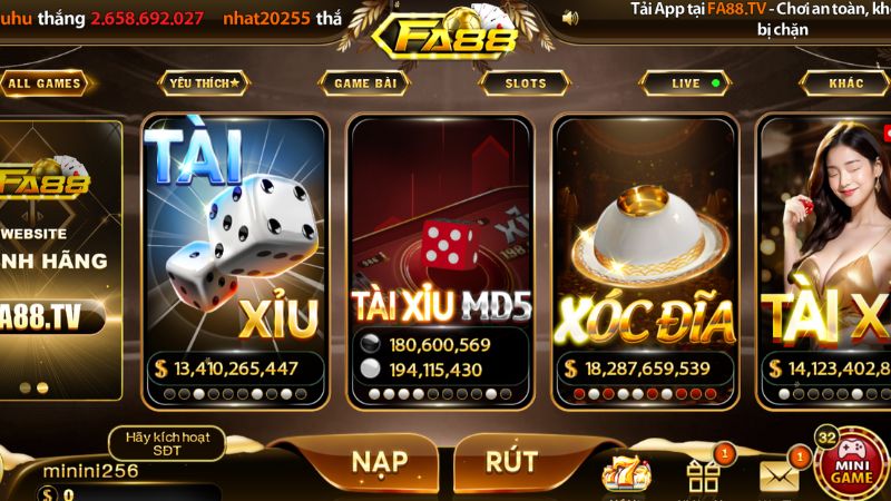 Cổng game FA88 chơi tài xỉu đổi thưởng an toàn, uy tín